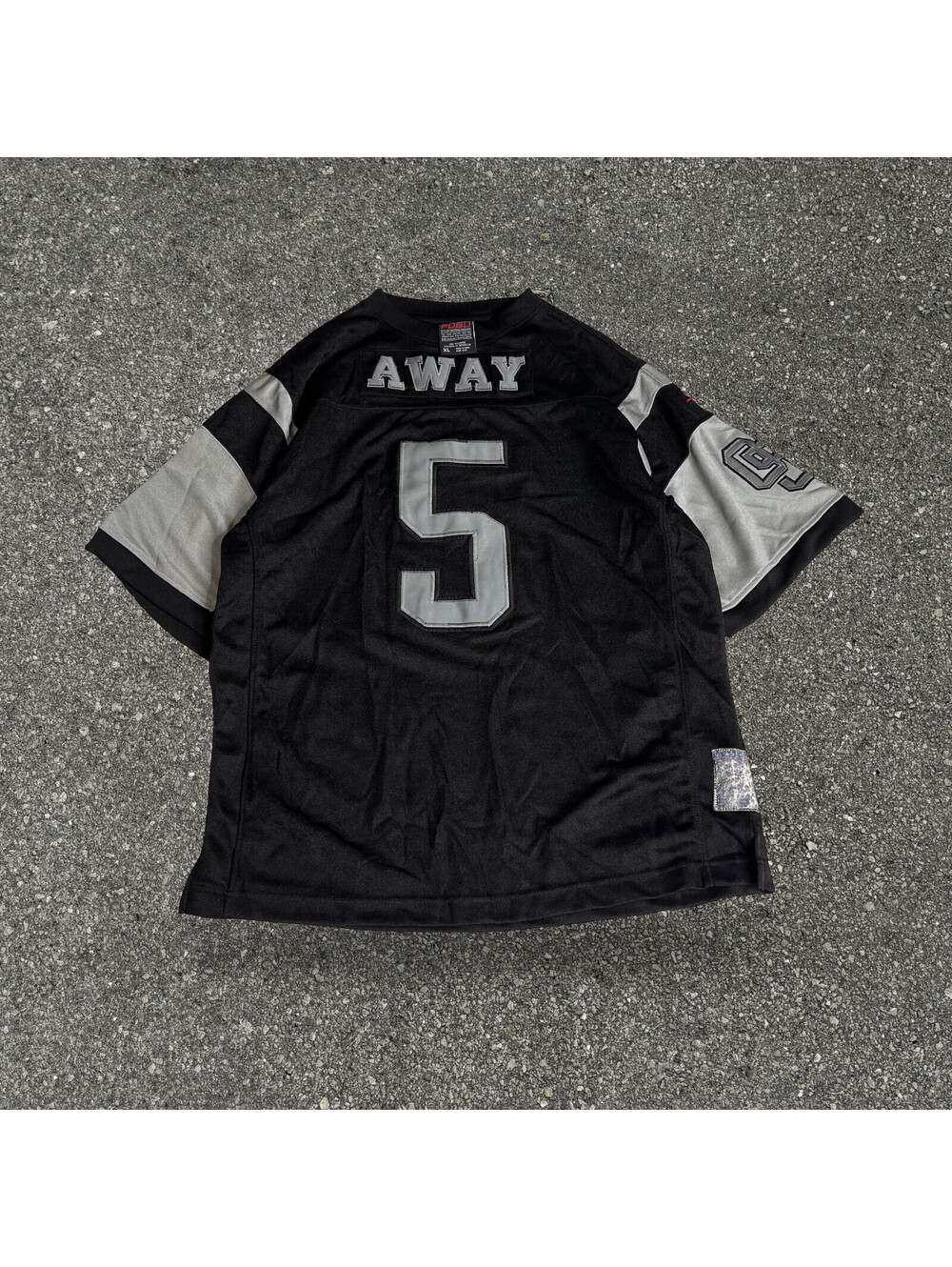 Vintage FUBU #5 AWAY Stitched Black & Silver Football Jersey Men